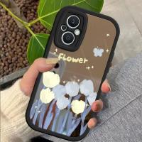 เคสสำหรับเคส OPPO Reno7Z 5G Reno7 Pro 5G ภาพวาดสีน้ำมันเคสลายดอกไม้พื้นผิวกระจกเคสโทรศัพท์บางนุ่ม