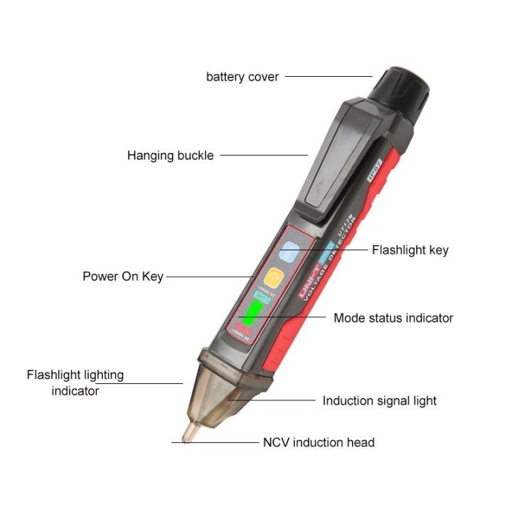 uni-t-ut12m-ปากกาตรวจจับแรงดันไฟฟ้า-ไขควงวัดไฟนอกสาย-วัดไฟมีเสียง-ปากกาวัดไฟ-วัดไฟรั่ว-12m-ut12m