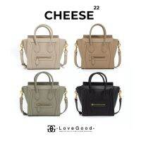 [ LoveGood ] Cheese nano หนังวัวแท้ปั๊มลาย ไซส์ 20 cm มีซิปปิดกันของหล่น มาพร้อมสายสะพายยาวอย่างดี