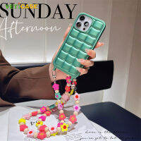 เคสสำหรับ Apple iPhone สายดอกไม้เชือก3D สำหรับโทรศัพท์14 13 12 Pro Max เคสหลังซิลิโคนนิ่มสีเขียวสำหรับโทรศัพท์มือถือ