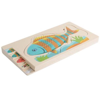 Wooden Puzzles Toddler Toys Wooden Jigsaw Fishbone Puzzles Toddler Cognitive Early Educational Learning Fine Motor Skills Toys for Kids feasible