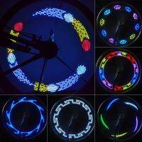 Bike Wheel Spoke LED Lamp Waterproof Cycle Tyre Wheel Valve 7 Flash Lights with Bright Bike Words Cycling Light Bike Accessories Lights Reflectors