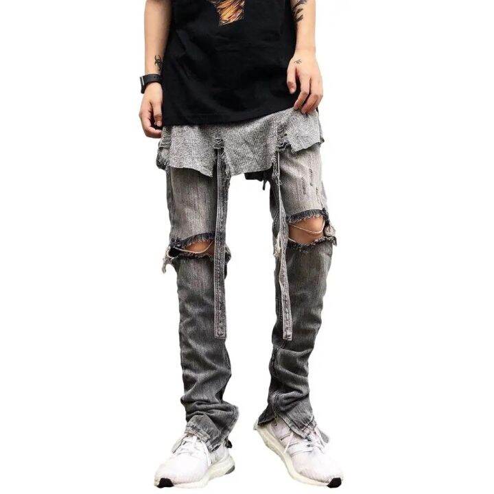 Joggers with holes in the online knees