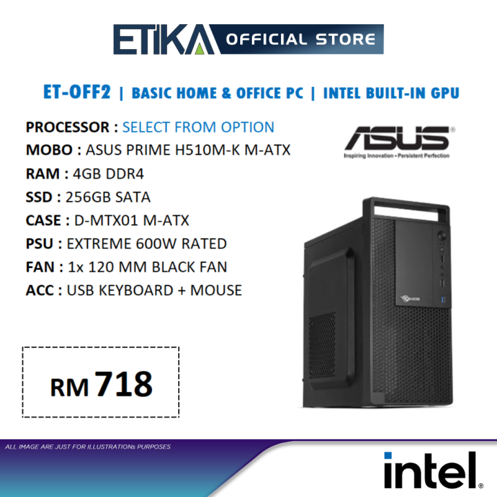 DIY ETOFF2 Basic Home & Office PC BuildToOrder INTEL BuiltIn