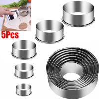 ETX5Pcs/Set Stainless Steel Round Cookie Biscuit Cutters Circle Pastry Cutters Metal Baking Circle Ring Molds for Kitchen DIY Mold