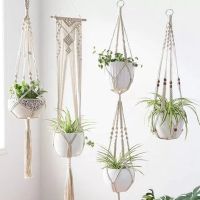 【CW】 Gardening Hanging Basket Cotton Rope Hanger Pot Macrame Wall Boho Courtyard