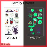 Family Flower Flash Sale ฮาโลวีนเรืองแสงรอยสักเรืองแสงในสติกเกอร์รอยสักมืดฮาโลวีนปาร์ตี้