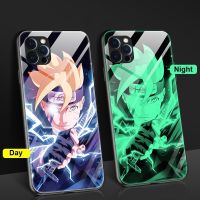 เคสกระจกอย่างหนาเรืองแสงสำหรับ iPhone 12 Pro Max 13 11 7 Plus 8 X XS Naruto กรอบกันกระแทก