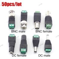 50x 12V BNC DC Connectors Male Female Plug Adapter Power Supply Connector 5.5X2.1MM Coax Cat5 for Led Strip Lights CCTV Camera YB8TH