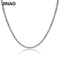 JINAO GoldRosegoldSilver-Color Iced Out Chain Hip Hop Copper Micro Pave CZ Stone2.5-10mm Tennis Chain Necklace