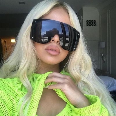Oversize sunglasses woman 2020 Luxury rimless Trendy Brand Gradient sun glasses women metal Black Glasses Gafas de sol
