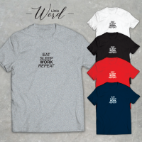 Little Word เสื้อยืดคอกลมแขนสั้นพิมพ์ลาย Repeat สไตล์มินิมอล ทรงUnisex