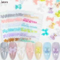 JETANS หลากหลาย6ช่อง/แพ็ค30/48ชิ้นเครื่องประดับเล็บเจลลี่ Arylic Bowknot เล็บ Rhinestones 3D เล็บสติกเกอร์เล็บอุปกรณ์ทำเล็บแบบทำมือการตกแต่งศิลปะเล็บ