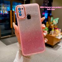 ปลอกสำหรับ Samsung Galaxy A11 A31 4G ฝาหลังเคสมือถือกันกระแทกแฟชั่นใสแวววาวสีเงินลายท้องฟ้าป้องกันเลนส์กล้องดาวระยิบระยับ