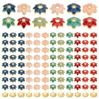 96pcs 12 Styles Flower Bead Caps 9mm Alloy Enamel Bead Caps Bead End Spacers Vintage Filigree Bead Stopper for DIY Earring Bracelet Hair Pin Bag Pendant Keychain Jewelry Making