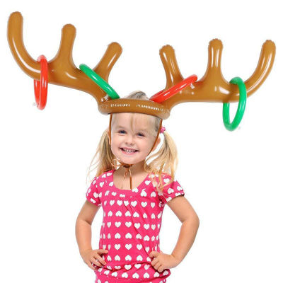 เกมคริสต์มาส Inflatable Reindeer Antler หมวกโยน Xmas ของขวัญเด็กปีใหม่คริสต์มาสกลางแจ้งพองของเล่น Supplies