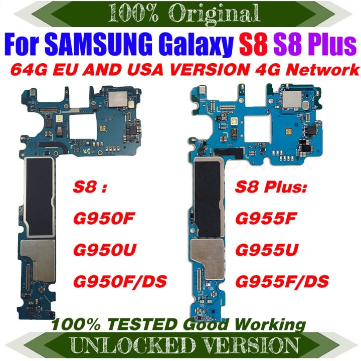 TDHHX ปลดล็อกเมนบอร์ดหลักสำหรับ Samsung Galaxy S8 Plus G955F G955FD G955U S8 G950F G950FD ปลดล็อค64GB เมนบอร์ด