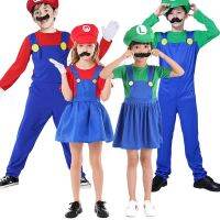 【CC】 Super Brothers role-playing costume Childrens strapping jumpsuit Girls dress Day perfo