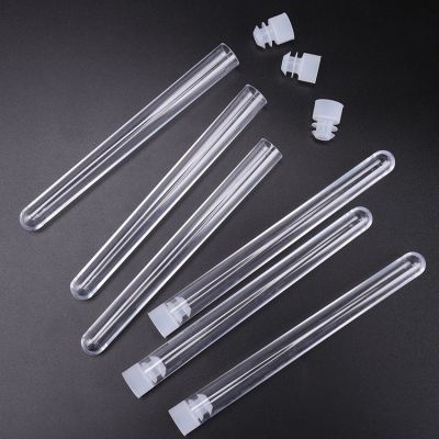 【CW】∈  10PCS Transparent Laboratory Vials Sample Plastic Test Tube Round Bottom School Lab Supplies 15x150mm