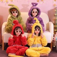 【Xiaobaide electronic】เด็กตลกบ้าน4สีเด็ก Teletubbies คอสเพลย์ Tinky Winky อะนิเมะ Dipsy Laa Laa Po นุ่มแขนยาวชิ้นชุดนอนเครื่องแต่งกาย