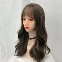 WIGS Black Long Body Wavy Synthetic Wigs With Fluffy Bang For Women Natural Soft Daily Four Seasons Wear Hair