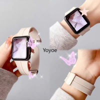 สายรัดสำหรับ Iwatch แม่เหล็กชุด7 8 SE 6 5 4 3 2 1 44มม. 40มม. 45มม. 41มม. 42มม. สร้อยข้อมือซิลิโคนคว้านสำหรับสายนาฬิกาแอปเปิ้ล49มม. พิเศษ38มม.