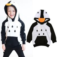 [COD] Childrens European and spring autumn boys long-sleeved animal penguin hooded top cute sweater childrens ins