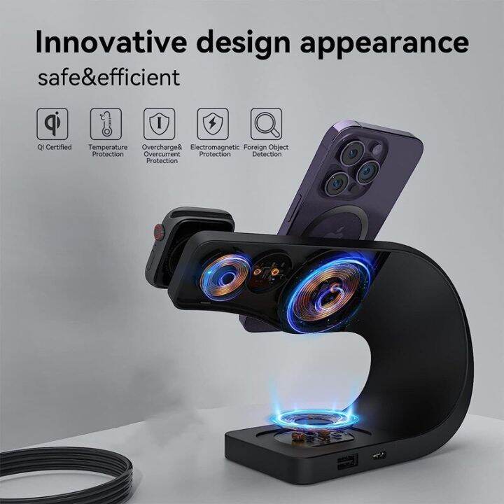 magnetic-wireless-charger-stand-15w-induction-usb-chargers-quick-fast-charging-dock-station-สำหรับ-14-13-12