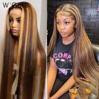 【LZ】❧▤卐  30 32 Inch Straight Highlight Lace Front Human Hair 13x4 Lace Frontal Wigs 4/27 Ombre 13x6 Honey Blonde Colored Wigs For Women