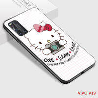 เคสมือถือ เคสโทรศัพท์ เคส Vivo V19 กรณีโทรศัพท์สำหรับสาวผู้หญิงการ์ตูนสำหรับสาว H ello K Itty กรณี KT แมวเคลือบเงากระจกปกหลังปลอก