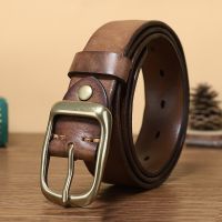 3.3CM Fashion Men High Quality Genuine Leather Belt Luxury Designer Belts Men New Copper Buckle Strap Male Jeans For Man Cowboy