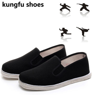 คุณภาพสูงผ้าฝ้ายสีดำรองเท้า Bruce Lee Vintage จีน Kung Fu รองเท้า Wing Chun Tai Chi รองเท้าแตะศิลปะการต่อสู้ผ้าฝ้าย Shoes