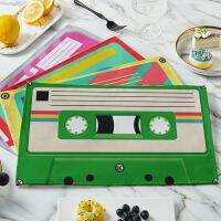 【CW】▪  42x32cm Music Tape Placemat Rectangle Durable Canvas Washable Dining Table Non-slip Plate Bowl Coaster