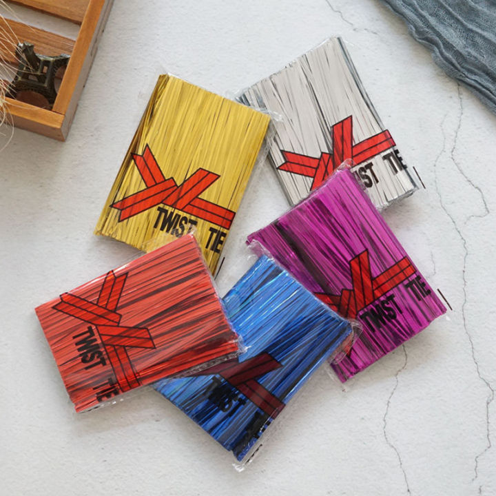 yurongfx-800ชิ้น-ถุงถุงขนมลวดปิดผนึกบิดมัดบิดเนกไทหลากสีโลหะบรรจุภัณฑ์อบขนมอมยิ้ม