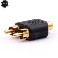 2 Buah/Lot 1 RCA Female Ke 2 RCA Male Jack Y Splitter Plug Audio Adapter Converter Gold Plated Connector Baru Kualitas Tinggi