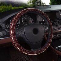 ✁ New wooden bead steering wheel cover rosewood handle set summer unisex