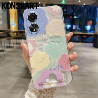 KONSMART เคสกระเป๋าใส่บัตรสไตล์เกาหลีแบบใหม่ OPPO A58 A78 A38 4G 5G A17 A17K A77S A57 A77 A15 A15S แฟชั่น A16E แฟชั่นเคสซิลิโคนนิ่มรูปใบหน้ายิ้มแย้มเคส OPPOA78 OPPOA58 NFC 2023