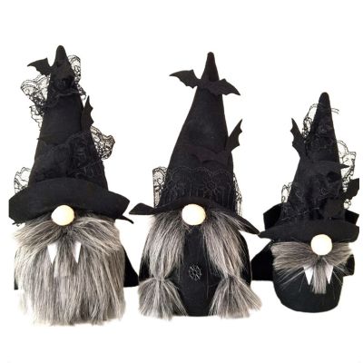 3Pcs Pack Halloween Plush Dwarf Decor Holiday Gnome Christmas Plush Ornaments Tabletop Elf Black Thanks Giving Day Gifts