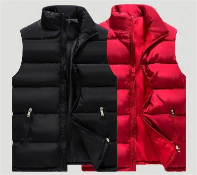 ZZOOI Men Winter Vest Outdoor Warm Thicken Sleeveless Jacket Solid Color Sleeveless Down Waistcoat Jacket Casual Vest Coat