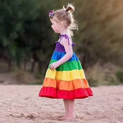 2-7T Toddler Kids Girls Dress Clothing Boho Beach Summer Rainbow Striped  Dress Elegant Cute Party Pageant Princess Ruffles Dress | Lazada PH