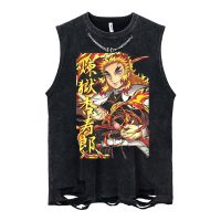 hot【DT】 Anime Demon Slayer Kyoujurou Sleeveless Tees Inosuke Zenitsu Washed Tee