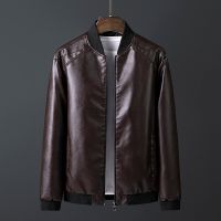 ZZOOI Autumn and Winter Mens Leather Jacket New Wild Youth Blazer PU Leather Jacket Korean Slim Zipper Streetwear Leather Jacket 8XL