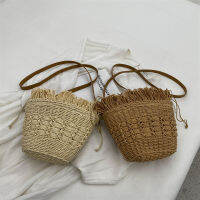 Hot โบฮีเมียผู้หญิงถัง2023ฤดูร้อน Travel Beach S Handmade Lady Straw กระเป๋าหวาย Crossbody กระเป๋าถือ