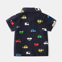 Mudkingdom Boys Polo Shirts Summer Short Sleeve Fashion Cartoon Car Print Tops for Boy Clothing Turn-down Collar Toddler Clothes