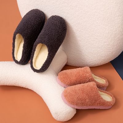 รองเท้าคอตตอนไซส์36-45รองเท้าผ้ากำมะหยี่สำหรับภายในสีทึบคู่,รองเท้าผ้าฝ้าย MODE Korea สบายๆกันลื่นอบอุ่นห้องนอนเงียบบ้าน