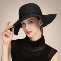 2021 Autumn Winter Bowler Hats for Women Girls Soft Vintage Wool Felt Fedoras Hat Solid Ladies Floppy 10.5cm Wide Brim Dome Cap