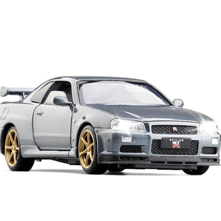 1-32-nissan-skyline-ares-gtr-r34-r35โมเดลรถของเล่นโลหะจำลองรถดึงกลับของเล่นเด็ก