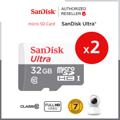 [แพ็คคู่ 2ชิ้น] SanDisk Ultra Micro SD Card 32GB 100mb Class10 SDHC (SDSQUNR-032G-GN3MN *2) ประกัน Synnex 7 ปี โดย ซินเน็ค TFcard ใส่ แท็บเล็ต โทรศัพท์ มือถือ