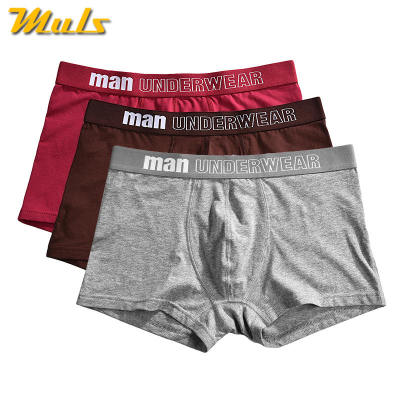 Muls Brand 3PCSSet 6Colors Combed Cotton Boxers Short Men Breathable Male Underwear Mens Bodysuit Under Pant Fitted Size S-3XL