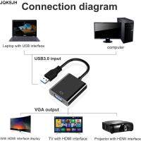 JQKSJH สำหรับแล็ปท็อป 1080P FHD เอชดีทีวี สายเคเบิล ตัวแปลง USB เป็น VGA USB 3.0 USB เป็น VGA ตัวแปลงสัญญาณ